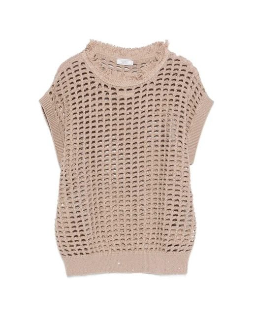 Peserico White Crew Neck Sweater