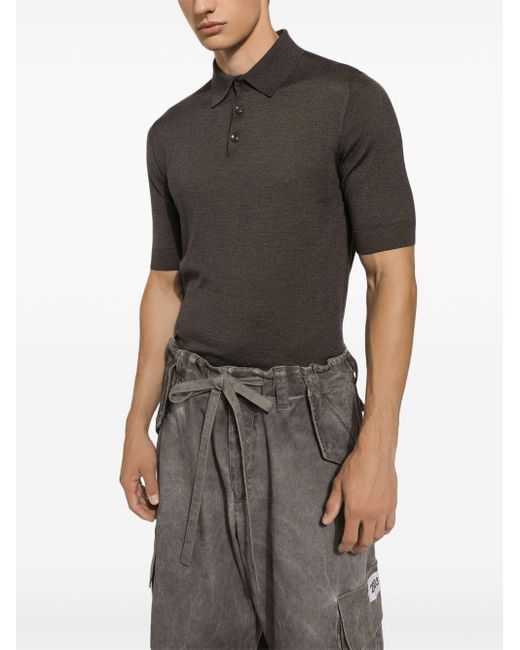 Dolce & Gabbana Black Short Sleeve Polo Shirt for men