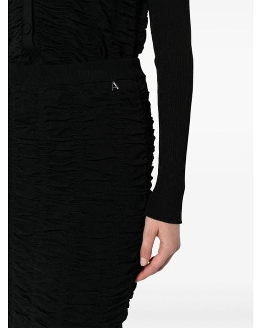 `Actitude` Knit Longuette Skirt di Twin Set in Black