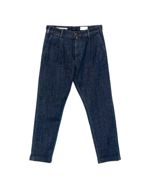 Jacob Cohen Blue Pleated Straight-Leg Jeans for men