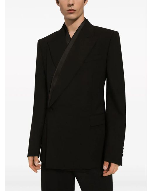 Dolce & Gabbana Black Wrap-design Blazer for men