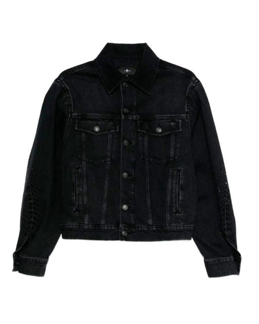 7 For All Mankind Black 'Twisted Jacket Thunder Storm With Crystals' Jacket