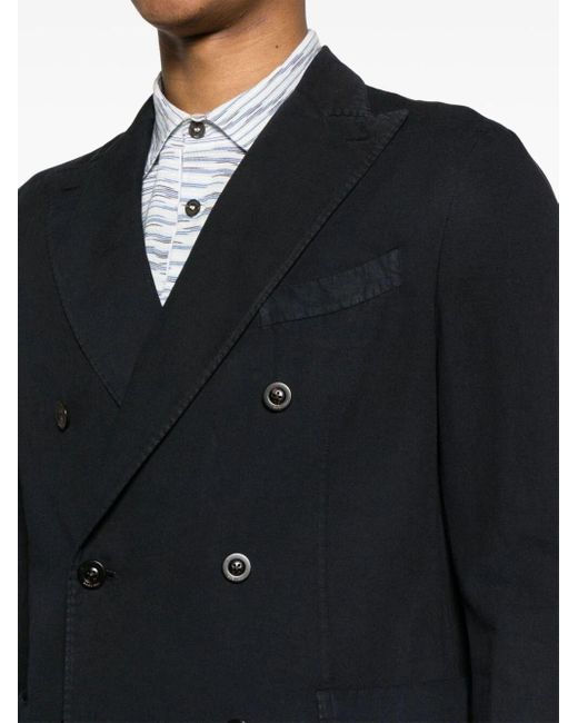 Boglioli Black Cotton And Linen Blend Double-breasted Suit for men
