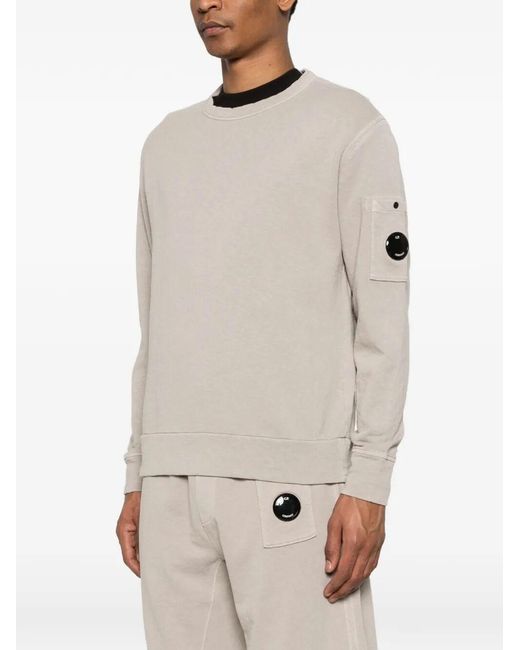 C P Company White C.P. Company Malfile Lens-Pocket Sweatshirt for men