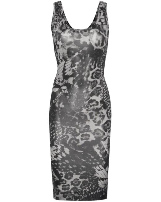 Versace Black `Organzino` Animalier Print Mini Dress