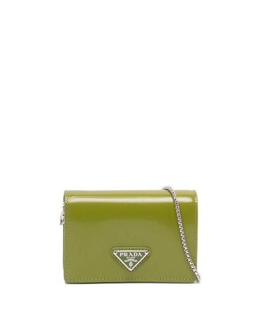 Prada Brushed Leather Micro Shoulder Bag in Green Lyst