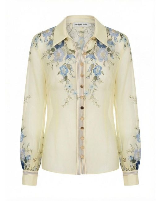 Self-Portrait Yellow Floral Organza Blouse
