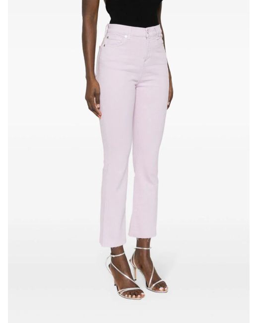 7 For All Mankind Pink `Hw Slim Kick Colored Stretch With Raw Cut`