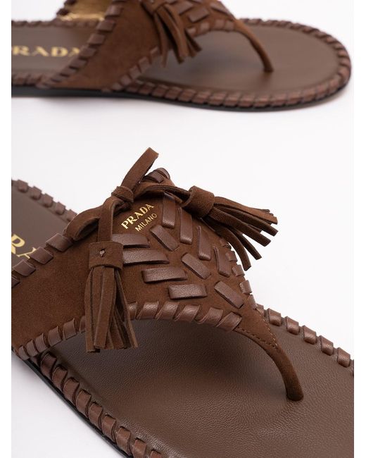 Prada Brown Suede Flat Sandals