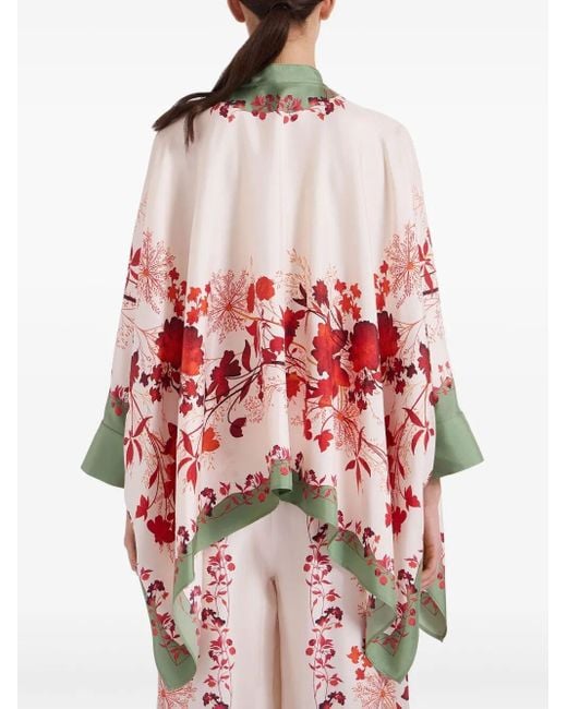 LaDoubleJ Red Silk Foulard Shirt With Unique Floral Print