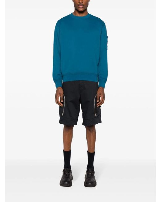 `Diagonal Fleece` `Lens` Crew-Neck Sweatshirt di C P Company in Blue da Uomo