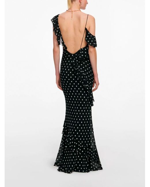 Self-Portrait Black Polka Dot Georgette Maxi Dress