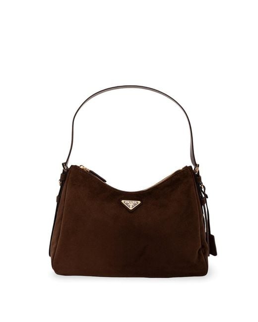 Prada Brown Suede Shoulder Bag