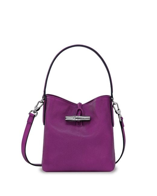 Longchamp Purple `Roseau Essential Colors` Extra Small Bucket Bag