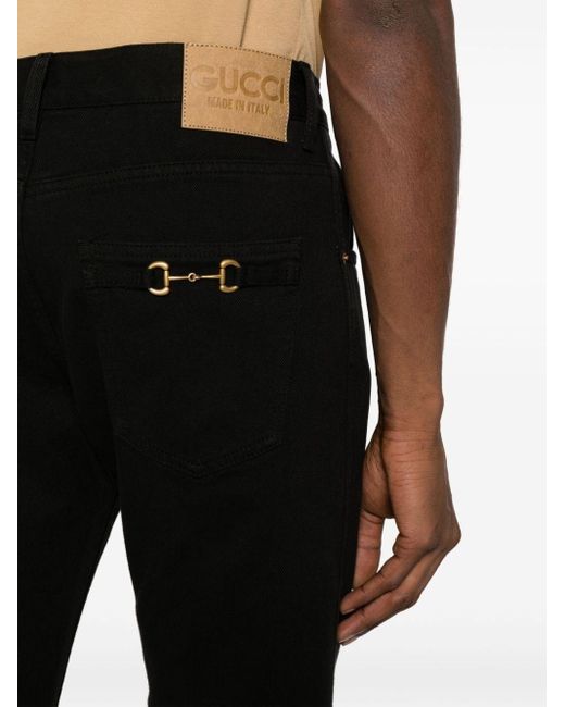 Gucci Black Horsebit Detail Tapered-leg Jeans for men