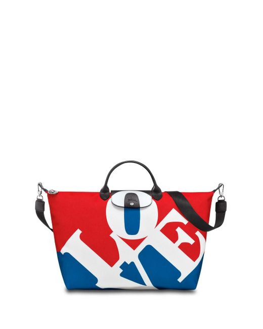 Longchamp Red ` X Bob` Travel Bag