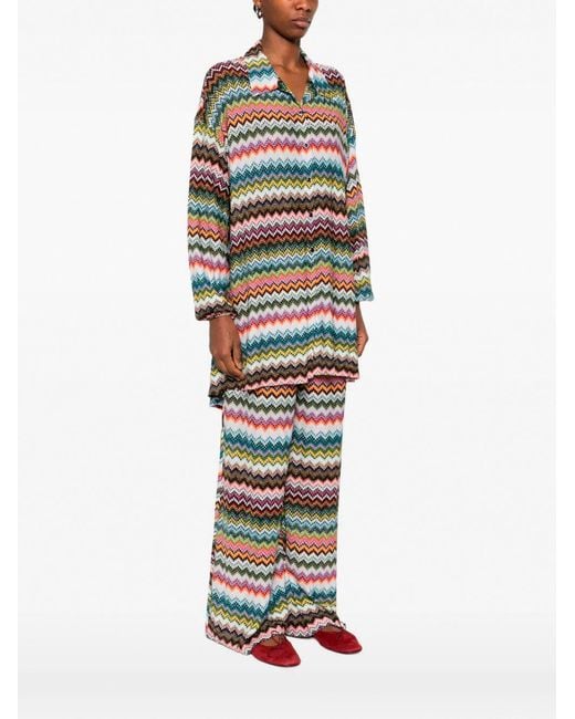 Missoni White Zigzag Buttoned Top