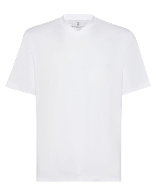 Brunello Cucinelli White V-neck T-shirt for men