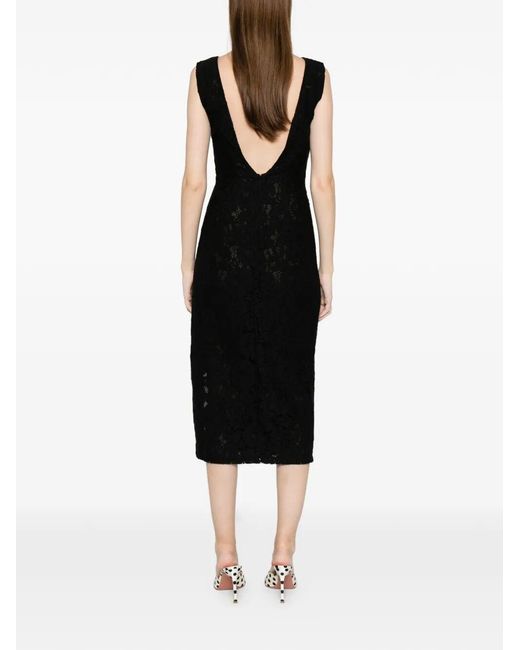 Pinko Black Midi Drupa Lace Slit Dress