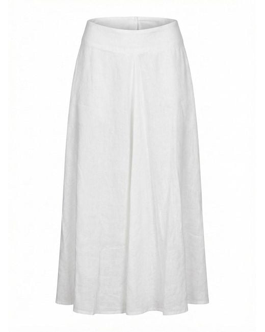 120% Lino White Long Skirt