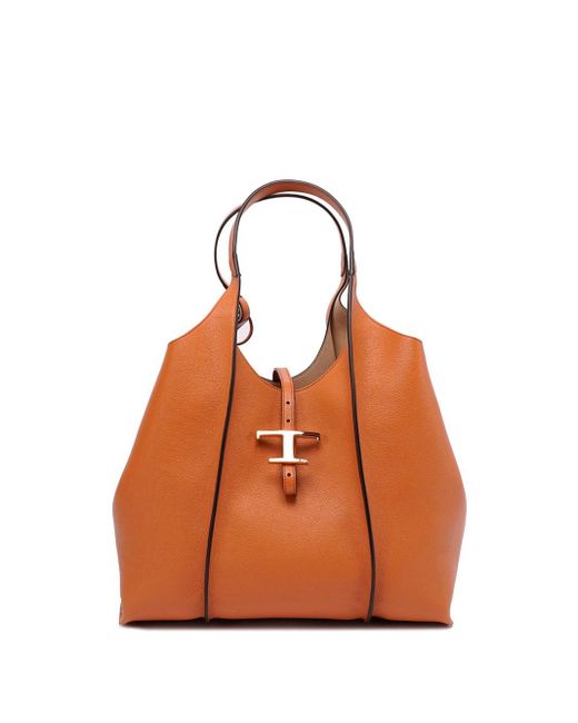 Tod's Orange `t Timeless` Medium Shopping Bag