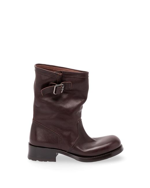 Prada Brown Leather Mid-Calf Boots