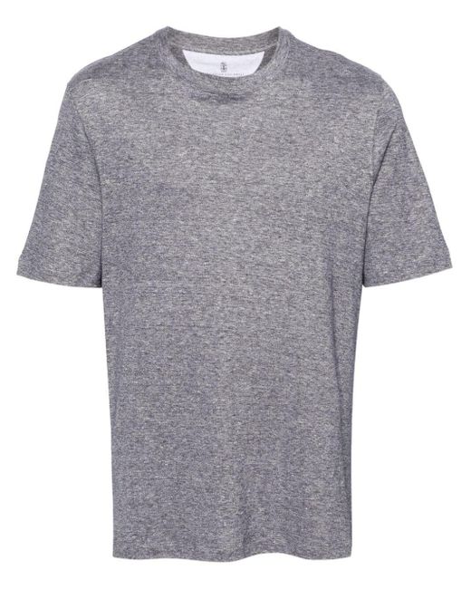 Brunello Cucinelli Gray Mélange-effect Crew-neck T-shirt for men