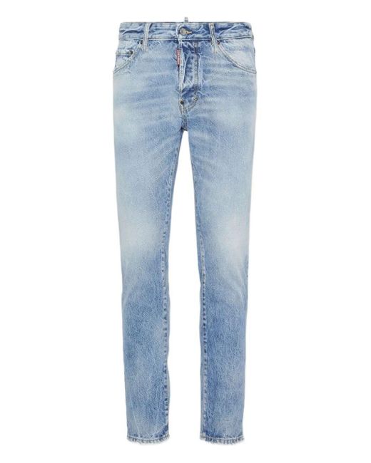 DSquared² Blue Light Denim Jeans With Whiskering Effect And Classic Five-Pocket Design for men