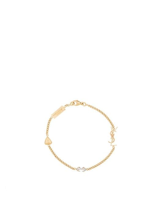 Saint Laurent Metallic 'Cassandre' Heart Charm Bracelet