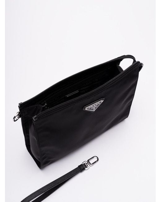 Re-Nylon And Saffiano Pouch di Prada in Black da Uomo