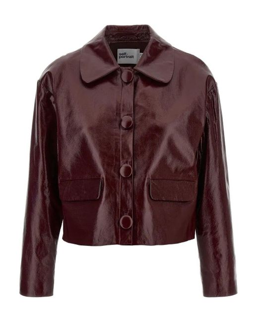 Self-Portrait Brown Leather Jacket