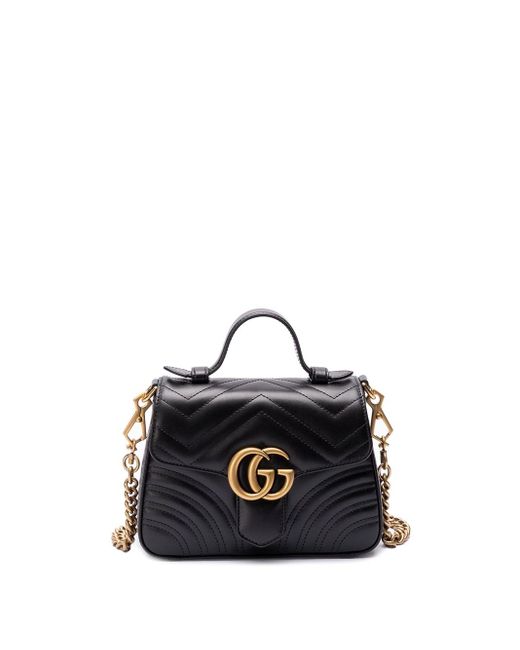 Gucci `Gg Marmont` Mini Top Handle Bag in Black Lyst