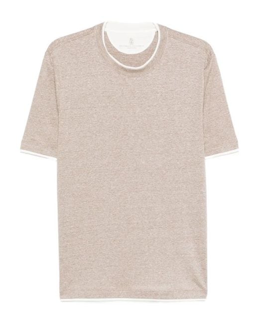Brunello Cucinelli White T-Shirt With Faux-Layering for men