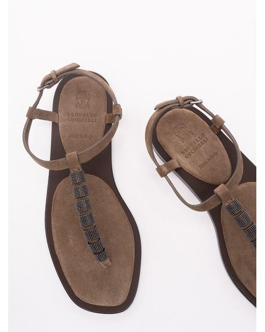 Brunello Cucinelli White Flat Sandals
