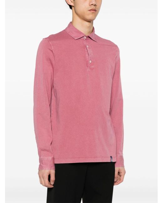 Drumohr Pink Long Sleeve Polo Shirt for men