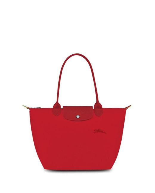 Longchamp Red `Le Pliage` Medium Tote Bag