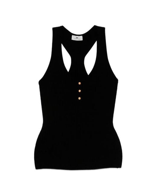 Elisabetta Franchi Black Micro-Braided Knit Top
