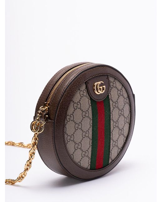 `Ophidia Gg` Mini Round Shoulder Bag di Gucci in Brown