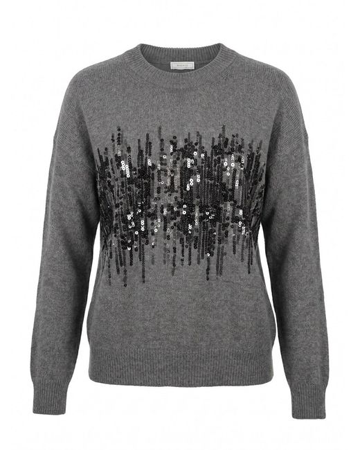 Peserico Gray Round Neck Sweater