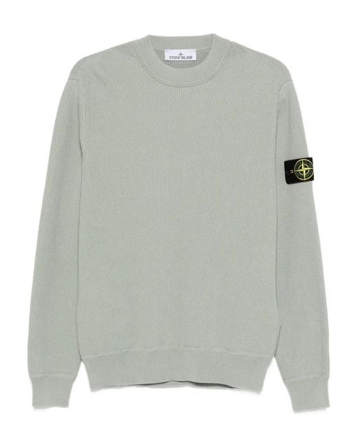 Stone Island Gray Ribbed Soft Organic Cotton Crewneck for men