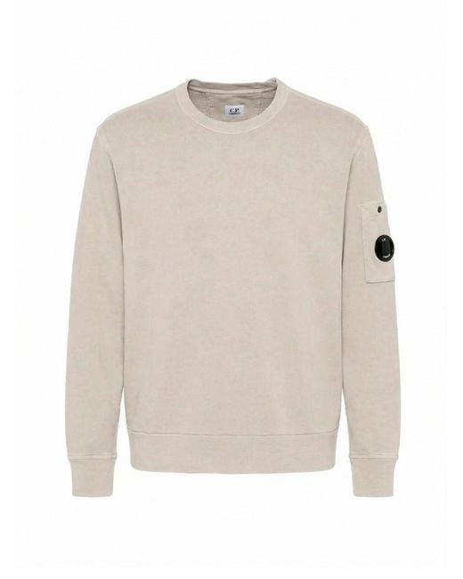 C P Company White C.P. Company Malfile Lens-Pocket Sweatshirt for men