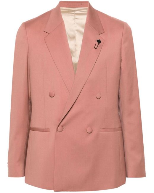 Lardini Pink `Kosmo Drop 7 Reg` Double-Breasted Blazer for men