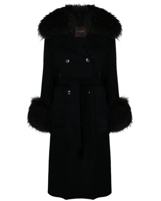 Moorer Black `Malaika` Double-Breasted Coat
