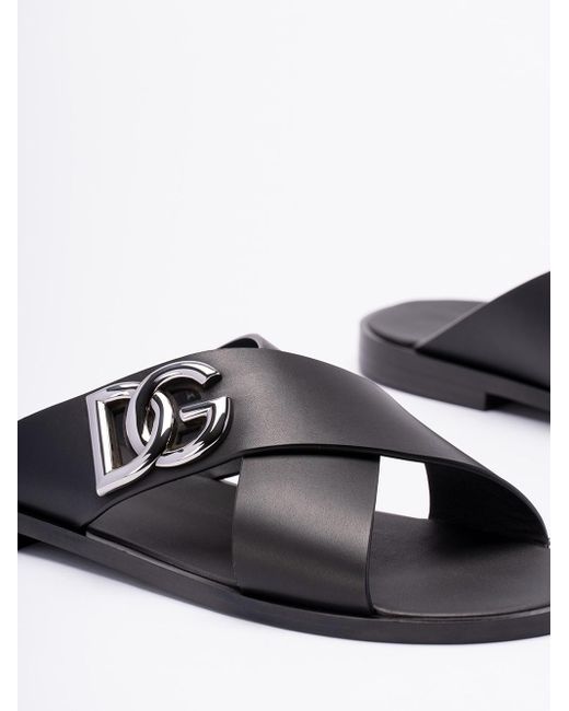 Dolce & Gabbana Black `Dg` Sandals for men