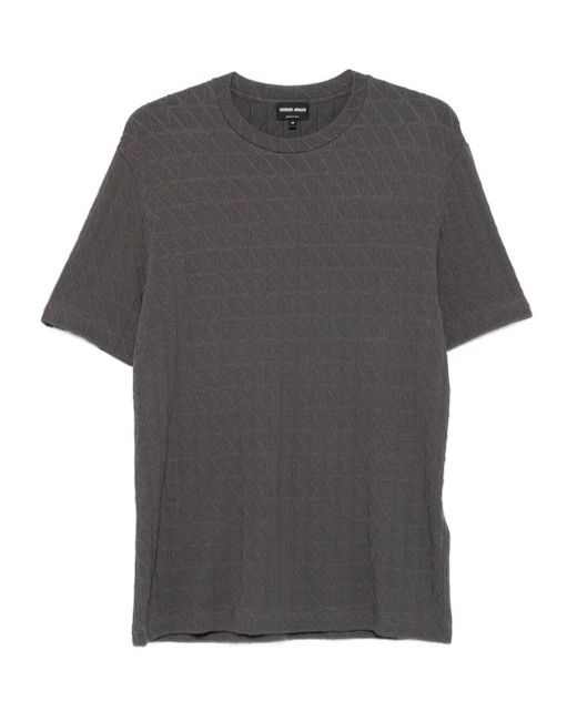 Giorgio Armani Gray Geometric Patterned T-Shirt for men