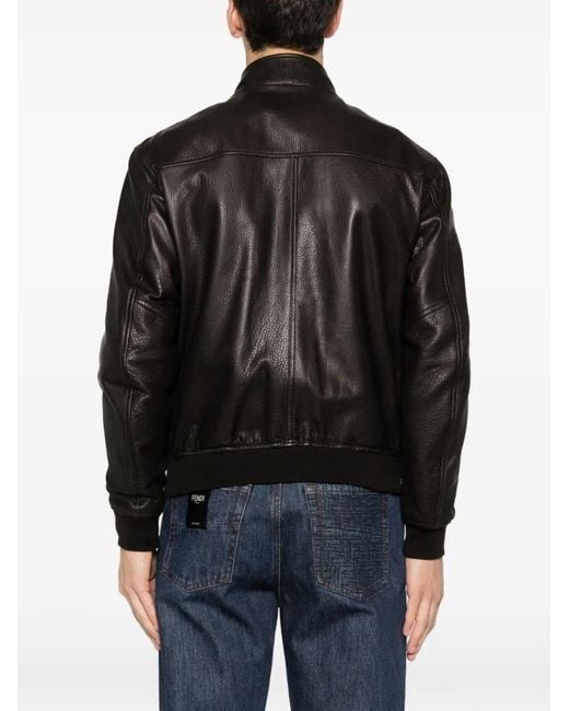 Tagliatore Black Leather Jacket for men