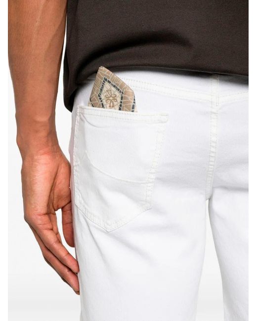 Jacob Cohen White 'Nicolas' Slim Fit 5-Pocket Bermuda for men