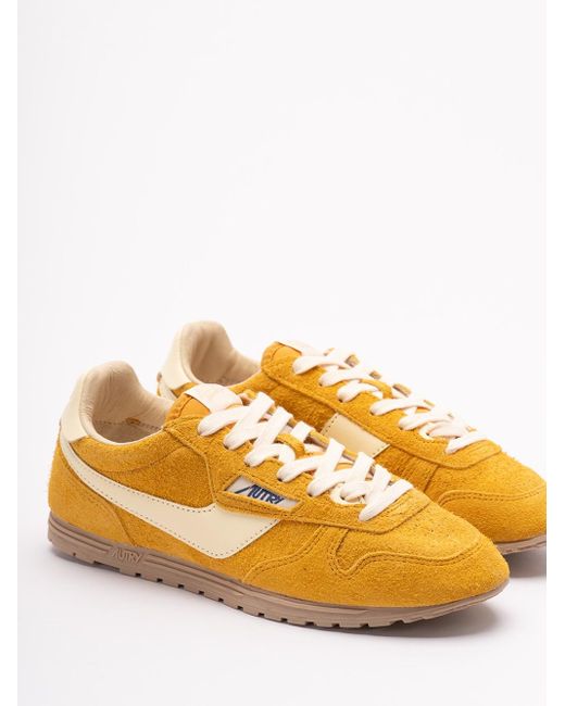 Autry Yellow 'Windspin' Low-Top Sneakers