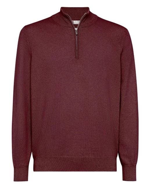 Brunello Cucinelli Red Cashmere Sweater for men