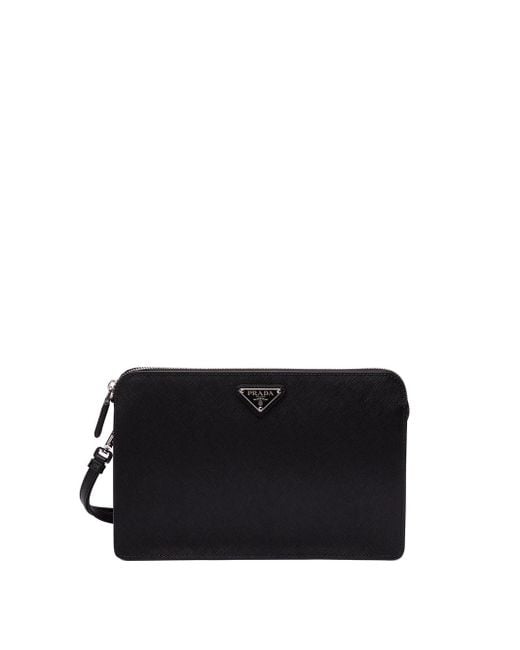 Prada Black Saffiano Leather Pouch for men